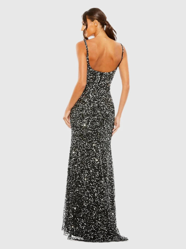 Sequined Low Back Slip Gown