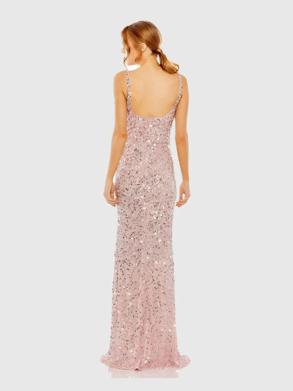 Sequined Low Back Slip Gown