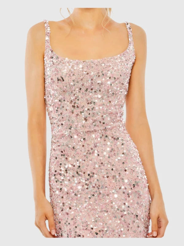 Sequined Low Back Slip Gown