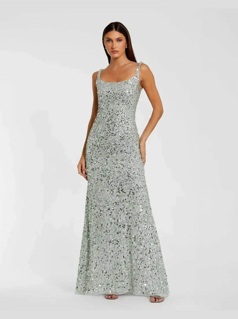 Sequined Low Back Slip Gown