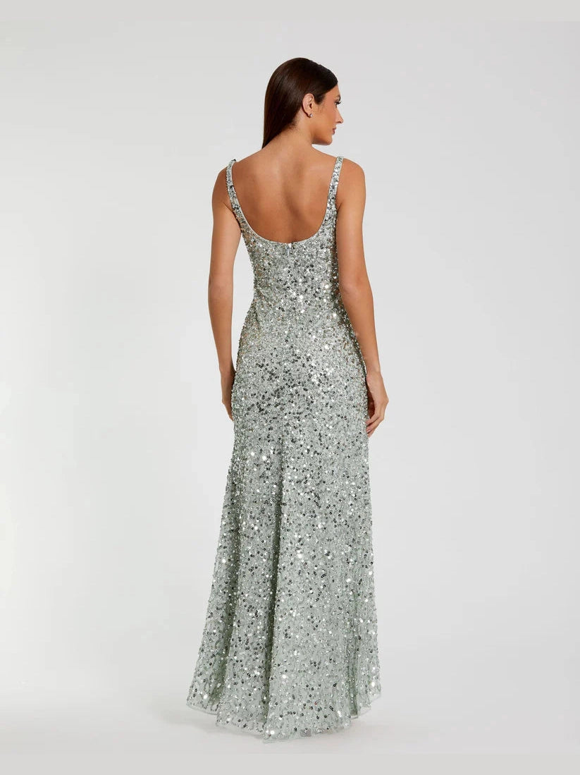 Sequined Low Back Slip Gown