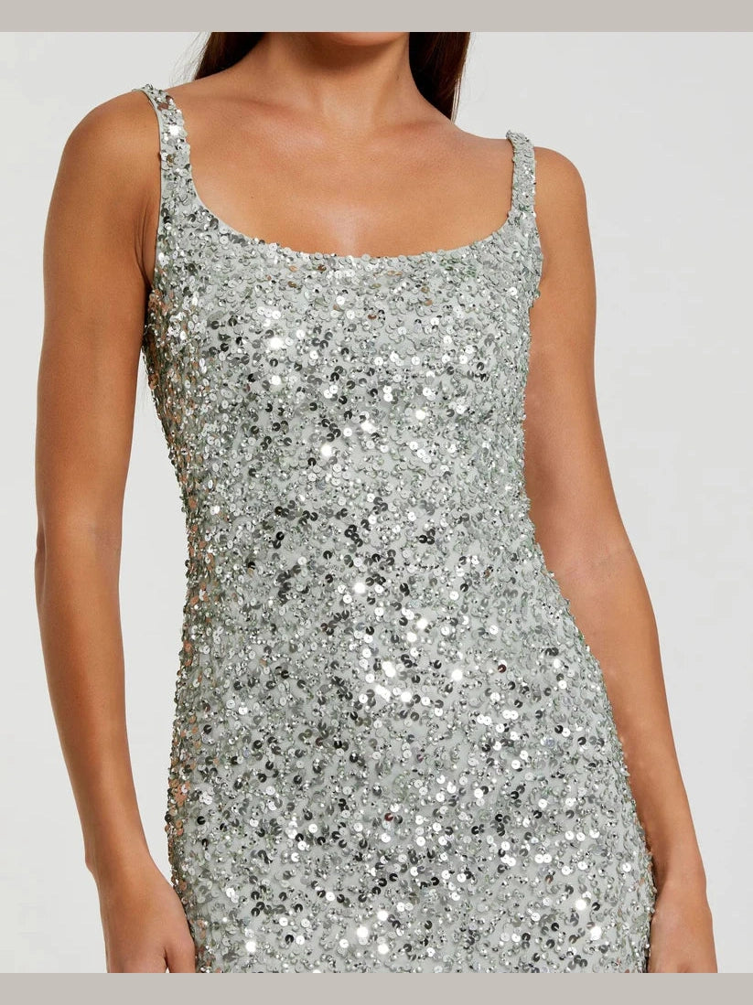 Sequined Low Back Slip Gown