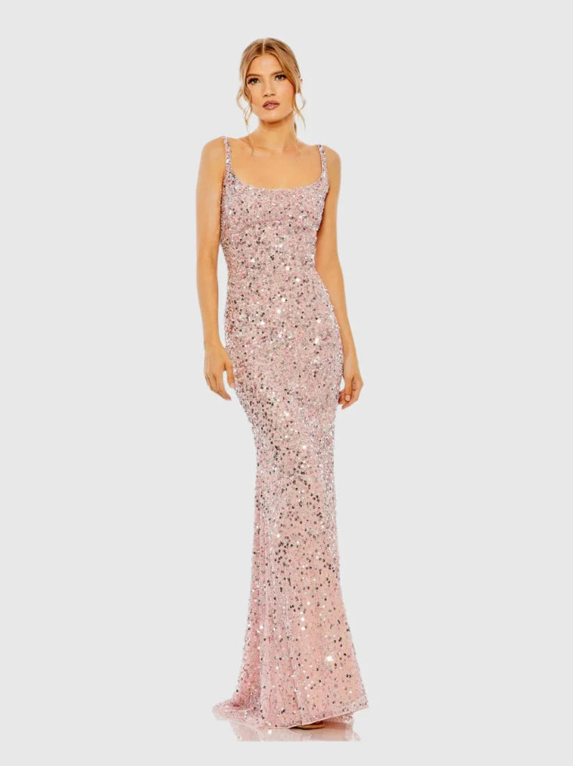 Sequined Low Back Slip Gown