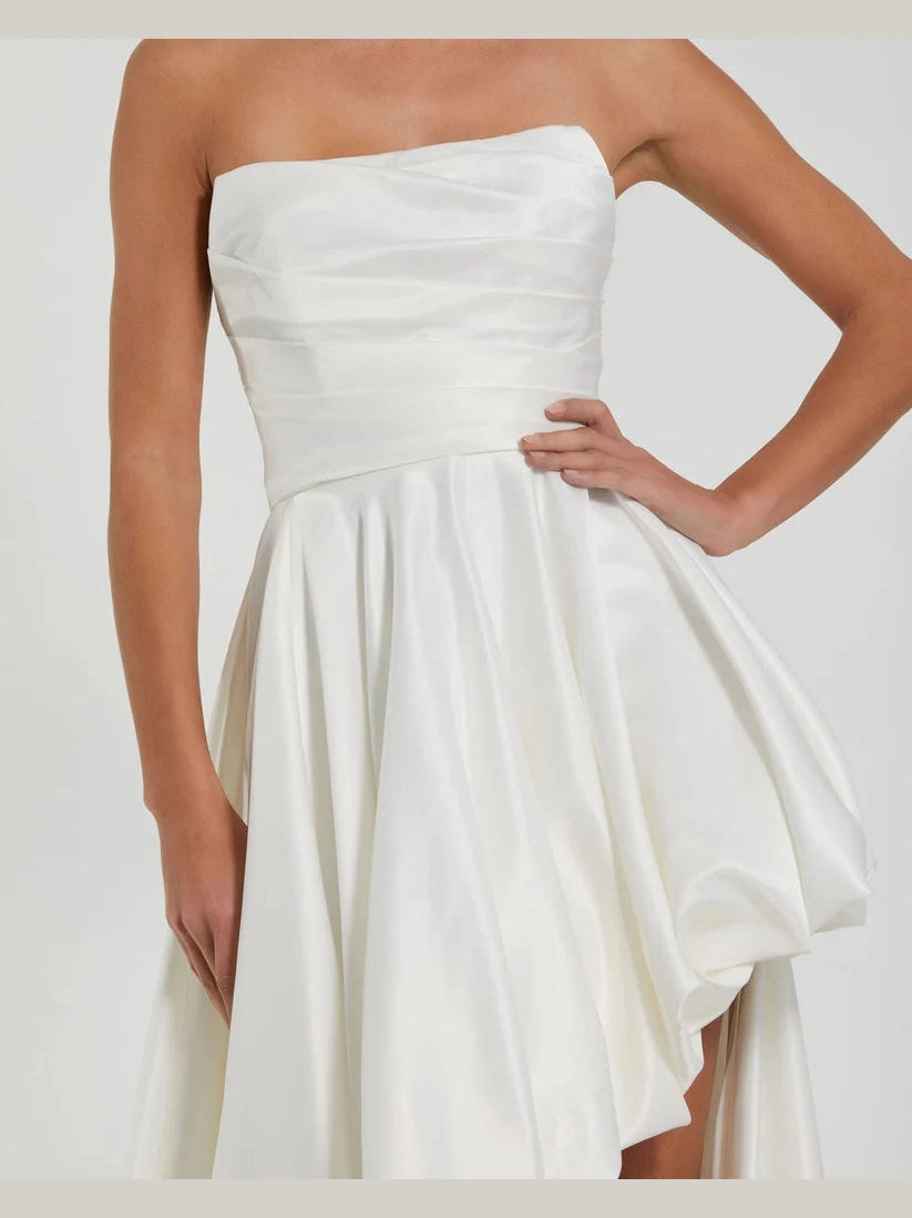 Strapless Ruched High Low Gown