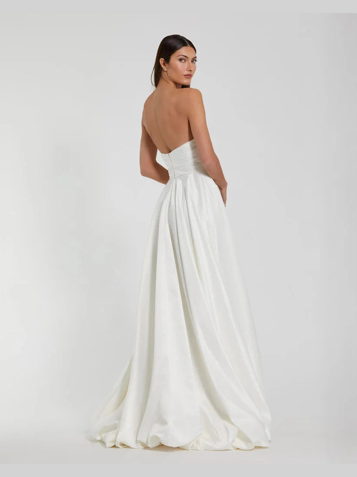 Strapless Ruched High Low Gown