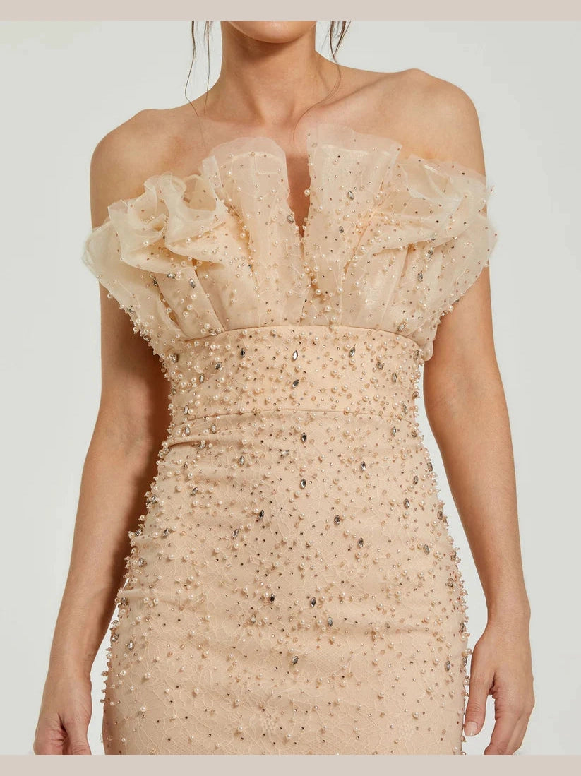 Embellished Tulle Mermaid Gown