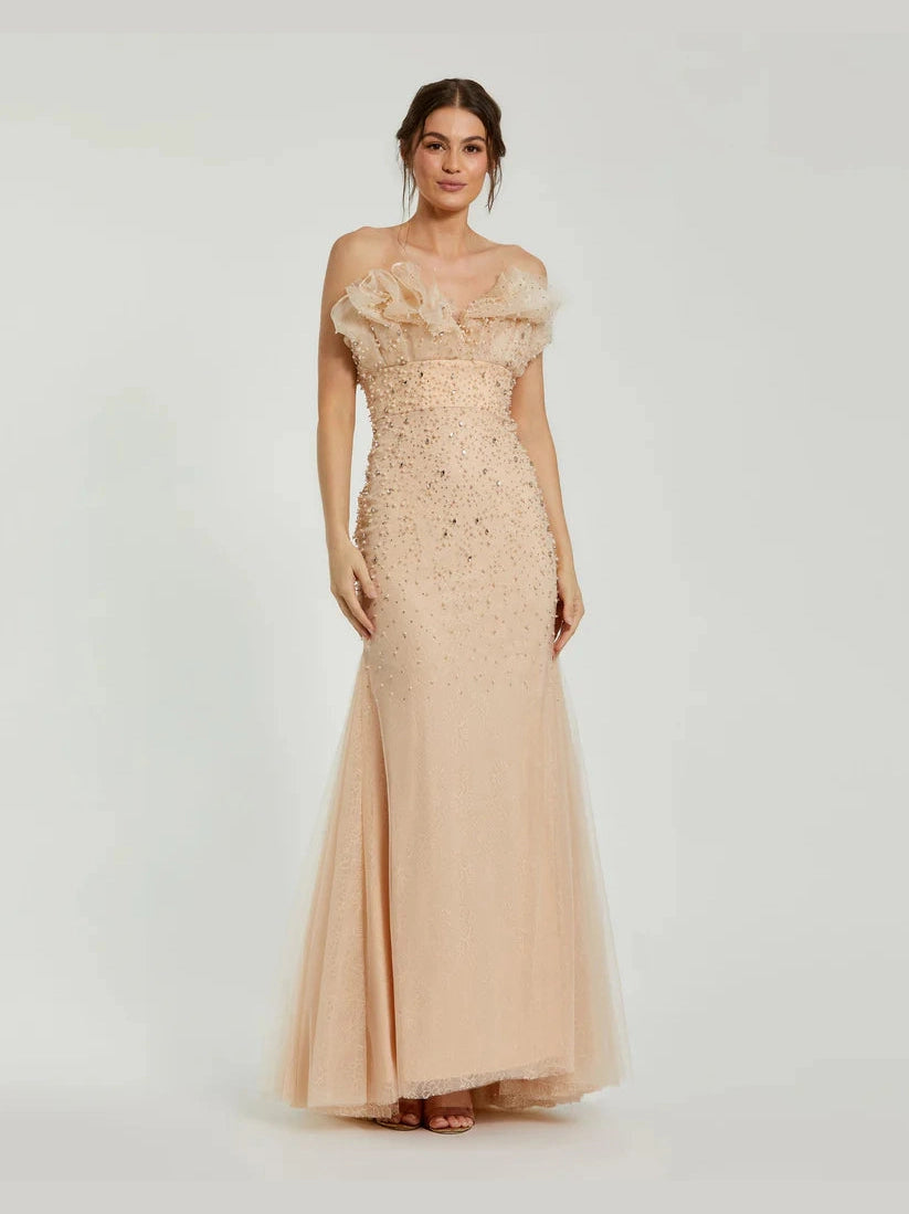 Embellished Tulle Mermaid Gown