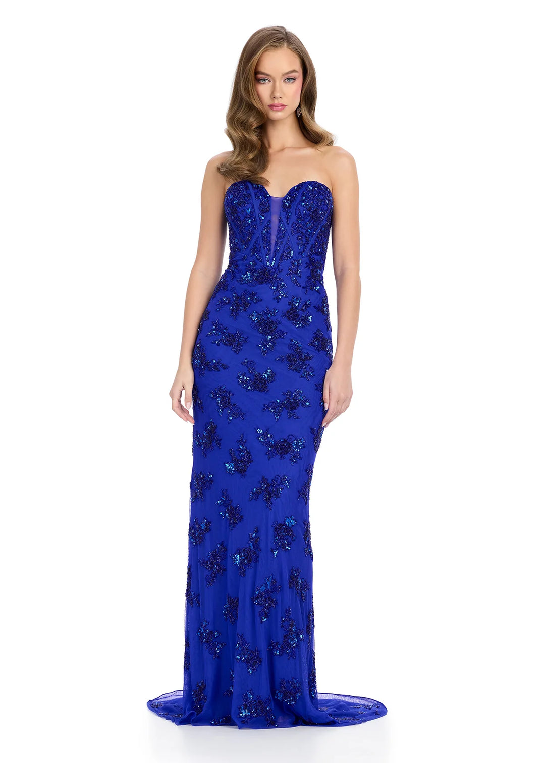 Strapless Beaded Gown with Sweatheart Neckline