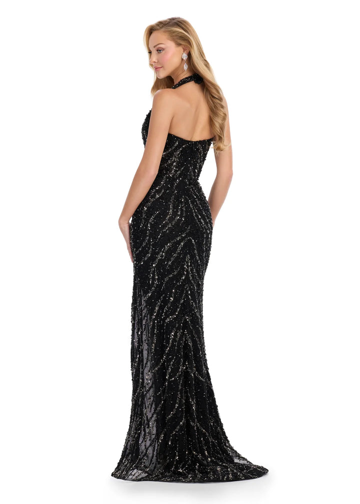 Halter Neck Beaded Gown