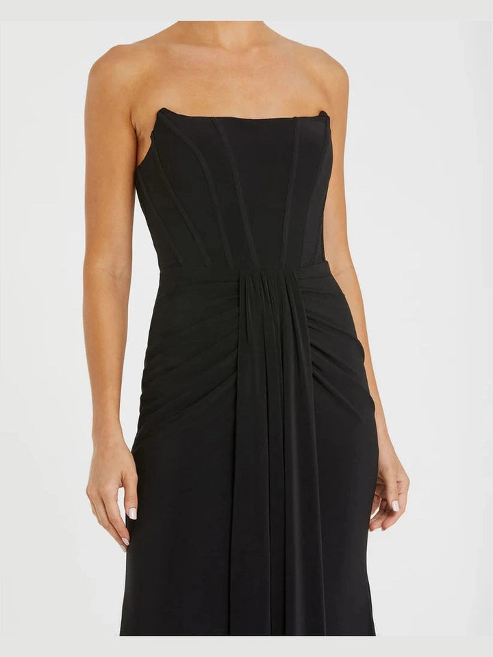 Strapless Sweetheart Jersey Gown With Waist Detail