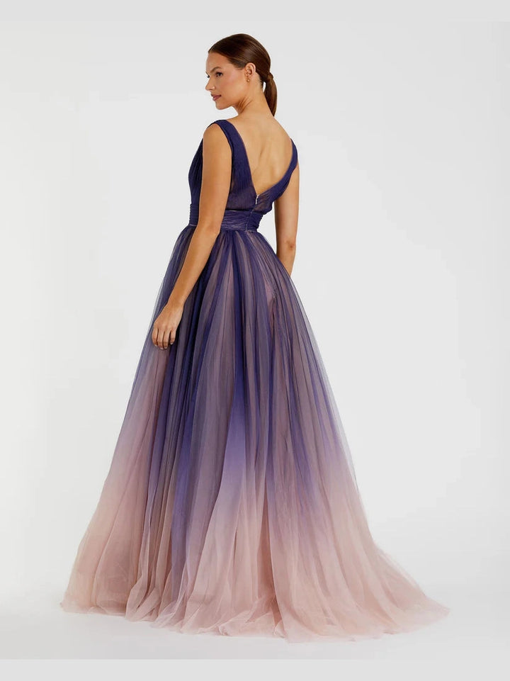 Sleeveless Ombre Tulle Ball Gown