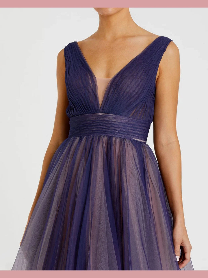 Sleeveless Ombre Tulle Ball Gown