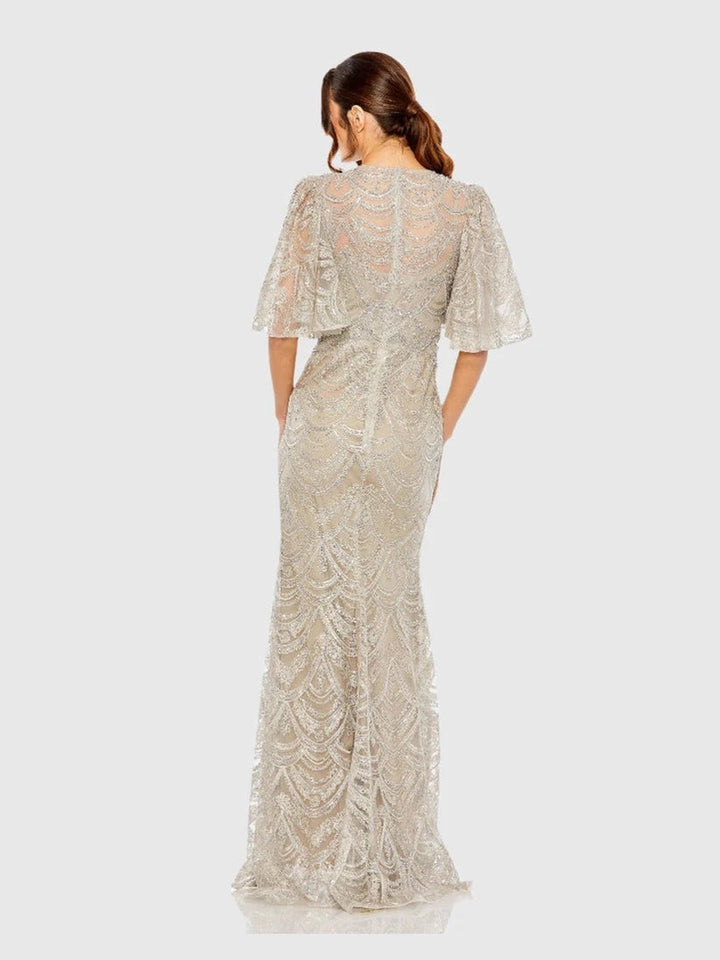 Sleeve High Neck Gown