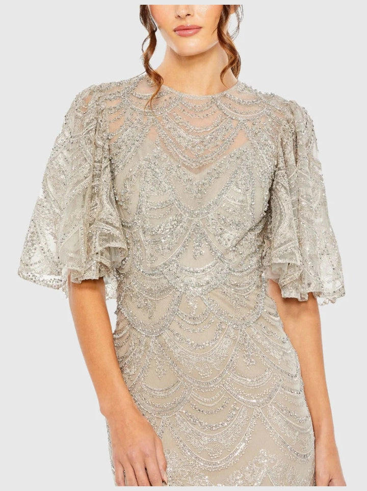 Sleeve High Neck Gown