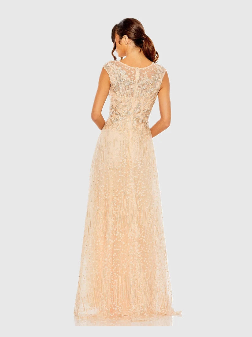 High Neck Lace Embroidered Gown