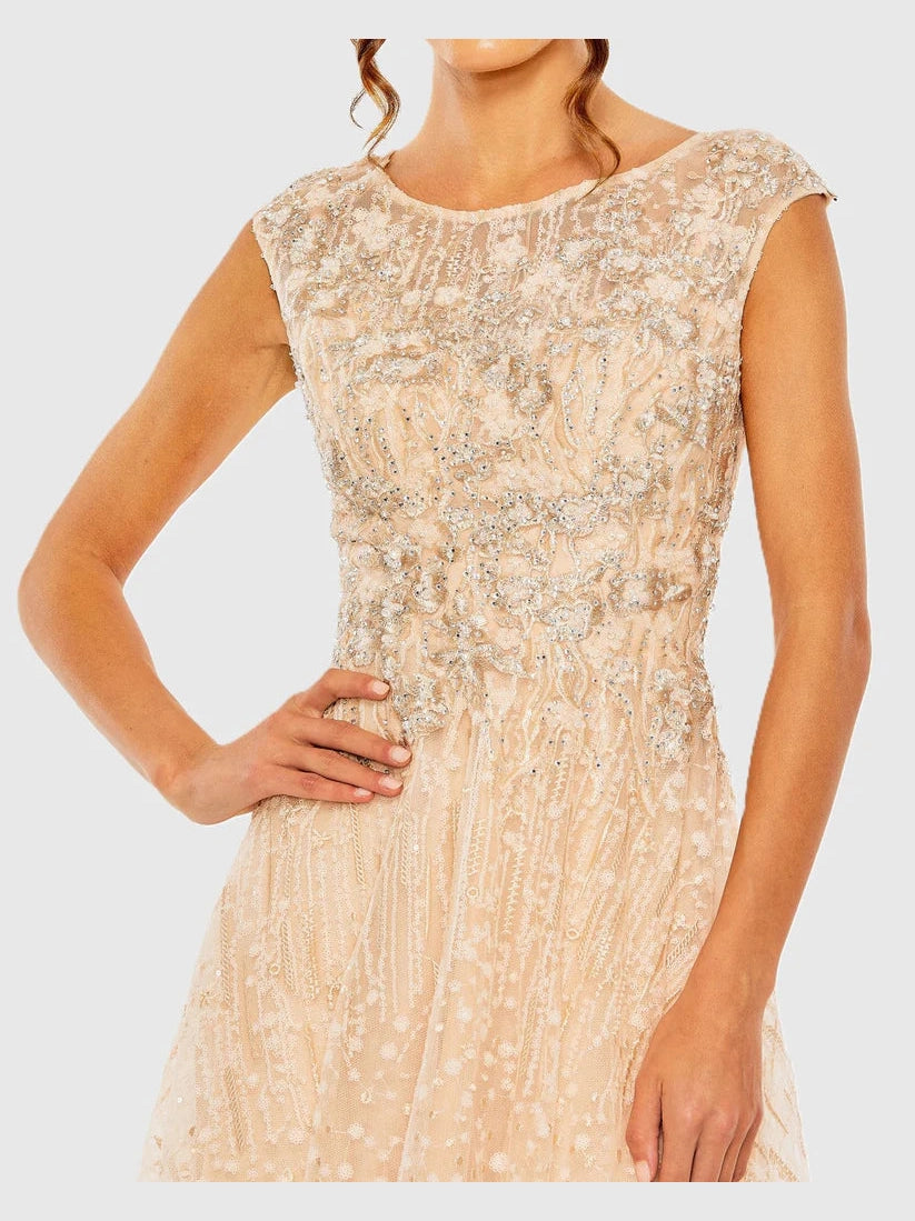 High Neck Lace Embroidered Gown