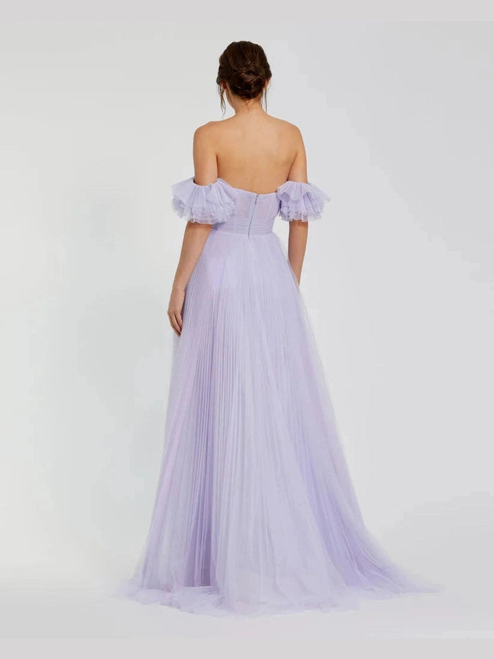 Off The Shoulder Tulle A Line Gown