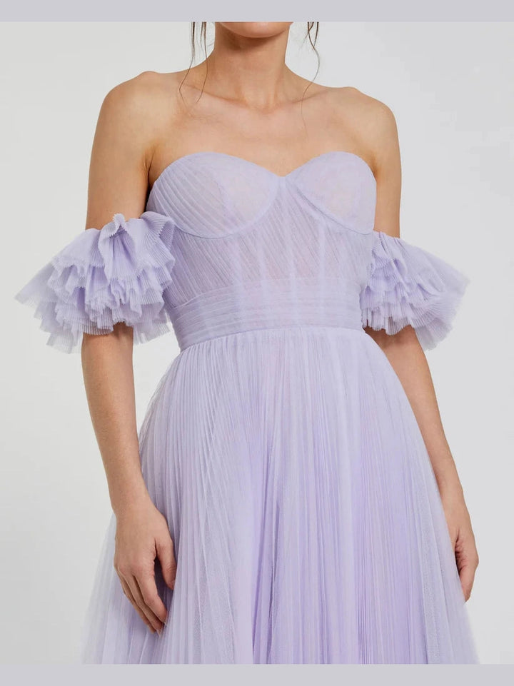 Off The Shoulder Tulle A Line Gown