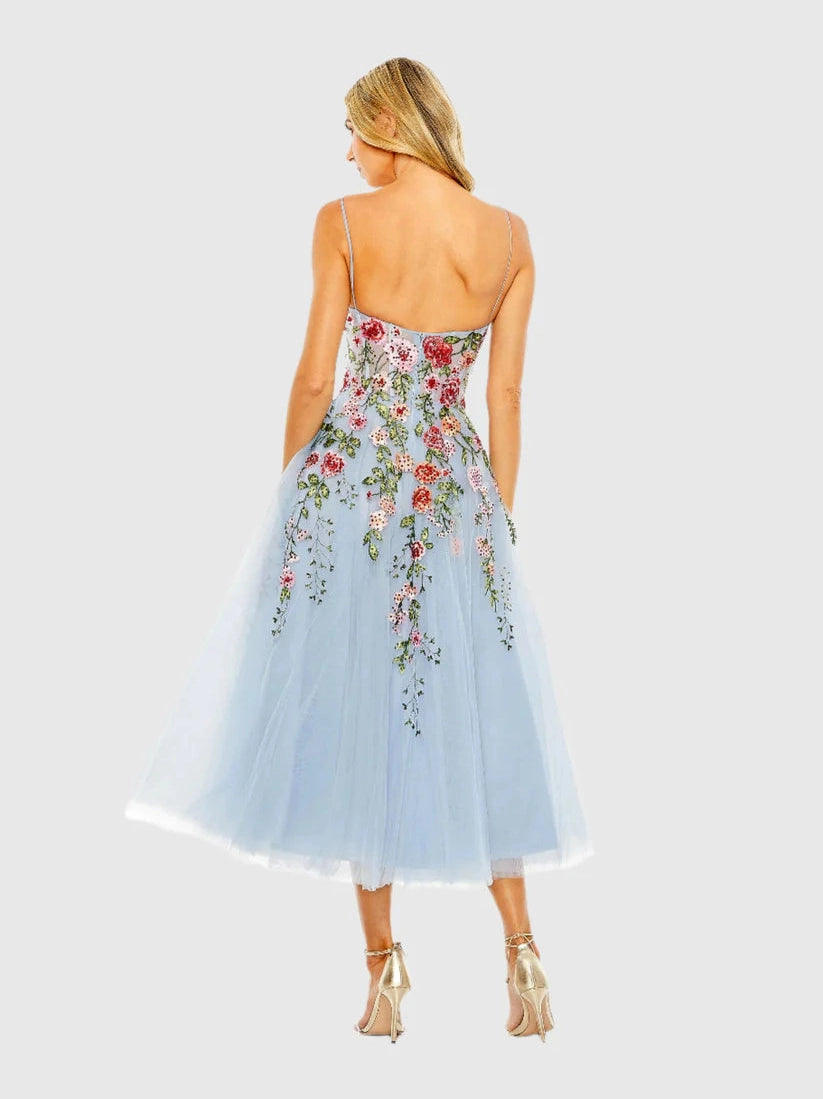 Bustier Embroidered Floral A-Line Dress