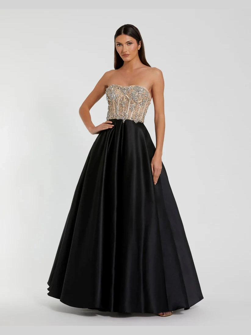 Strapless Embellished Bustier Ball Gown