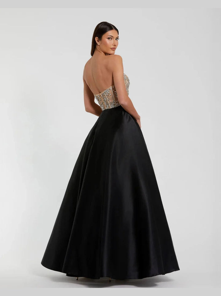 Strapless Embellished Bustier Ball Gown