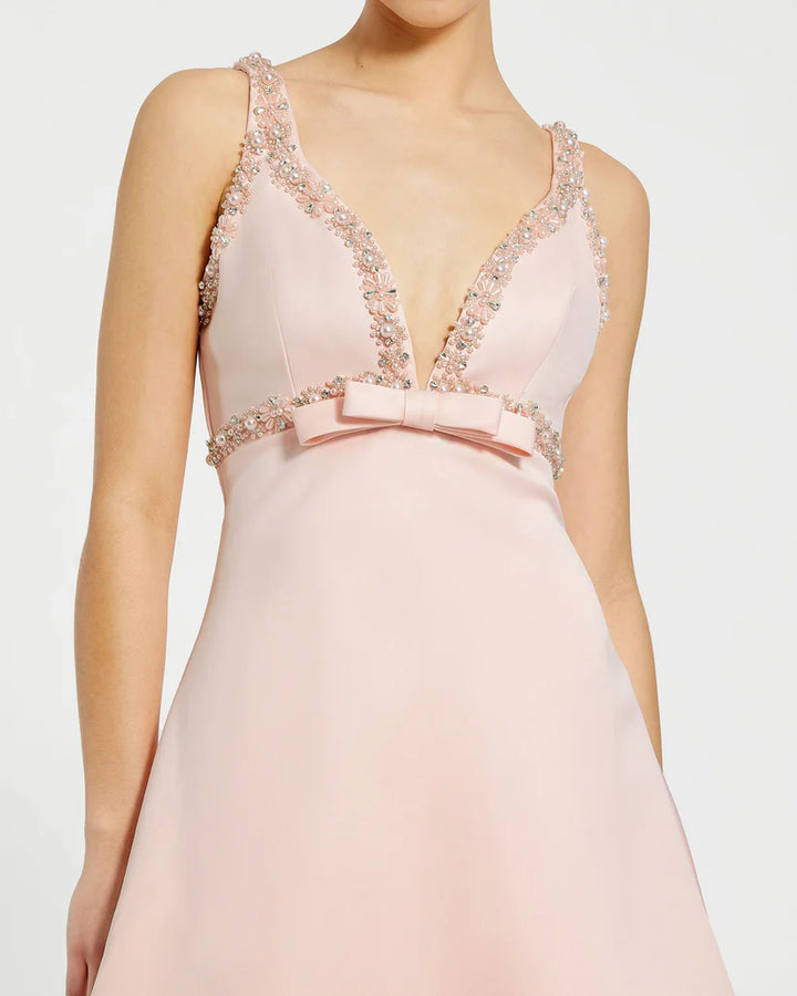 Hand Beaded Detail A-Line Mini Dress