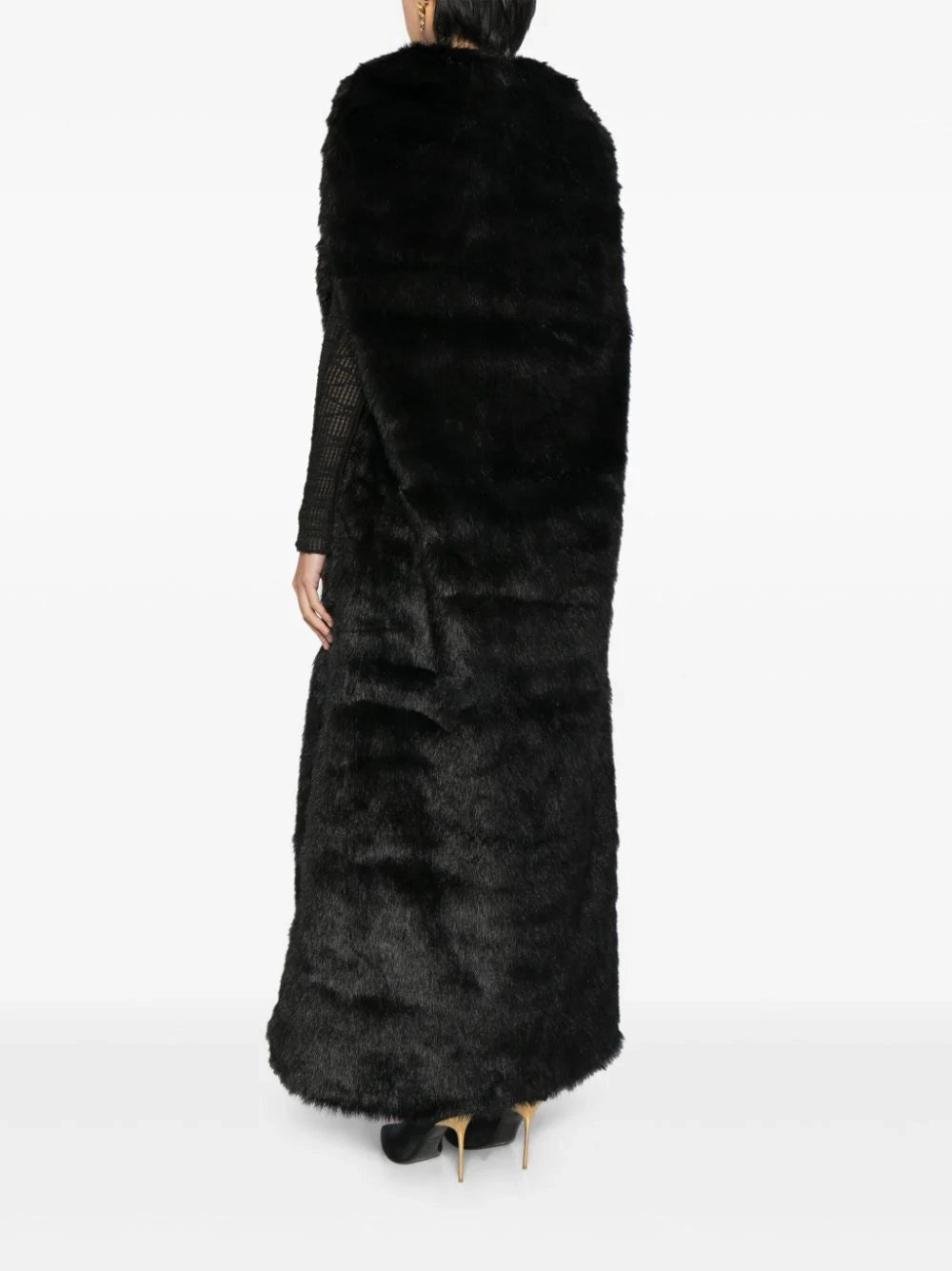 BLACK LONG FUR COAT