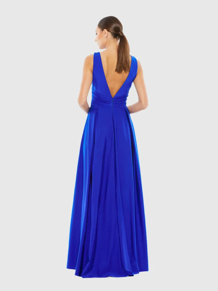 Jersey Plunge Neck Evening Gown