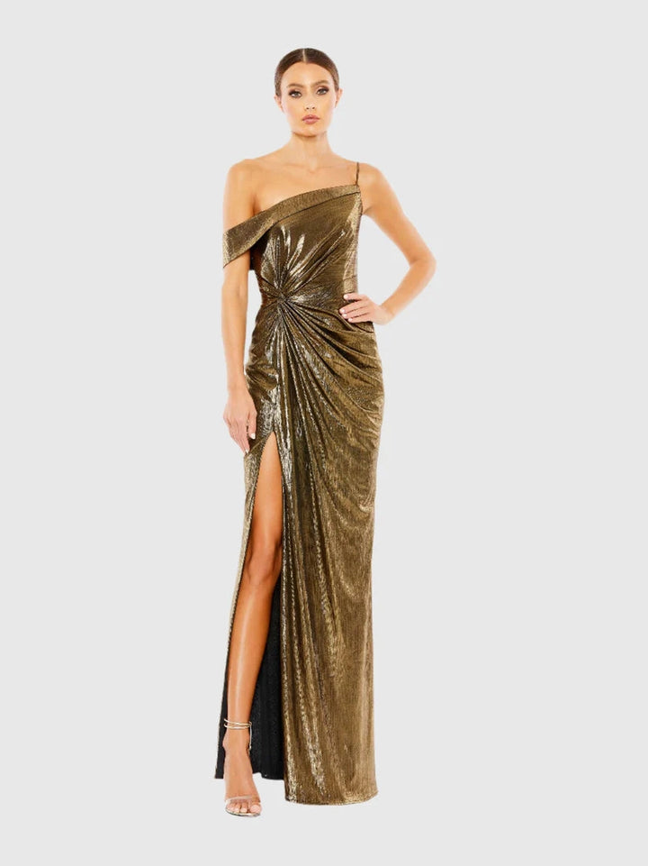 Metallic Off The Shoulder Gown