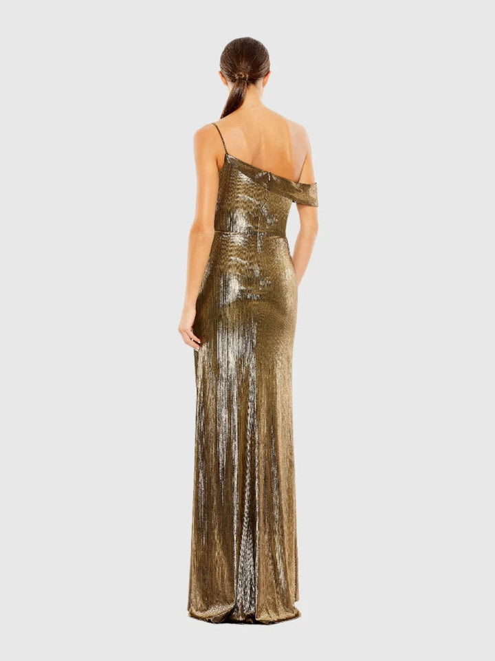 Metallic Off The Shoulder Gown