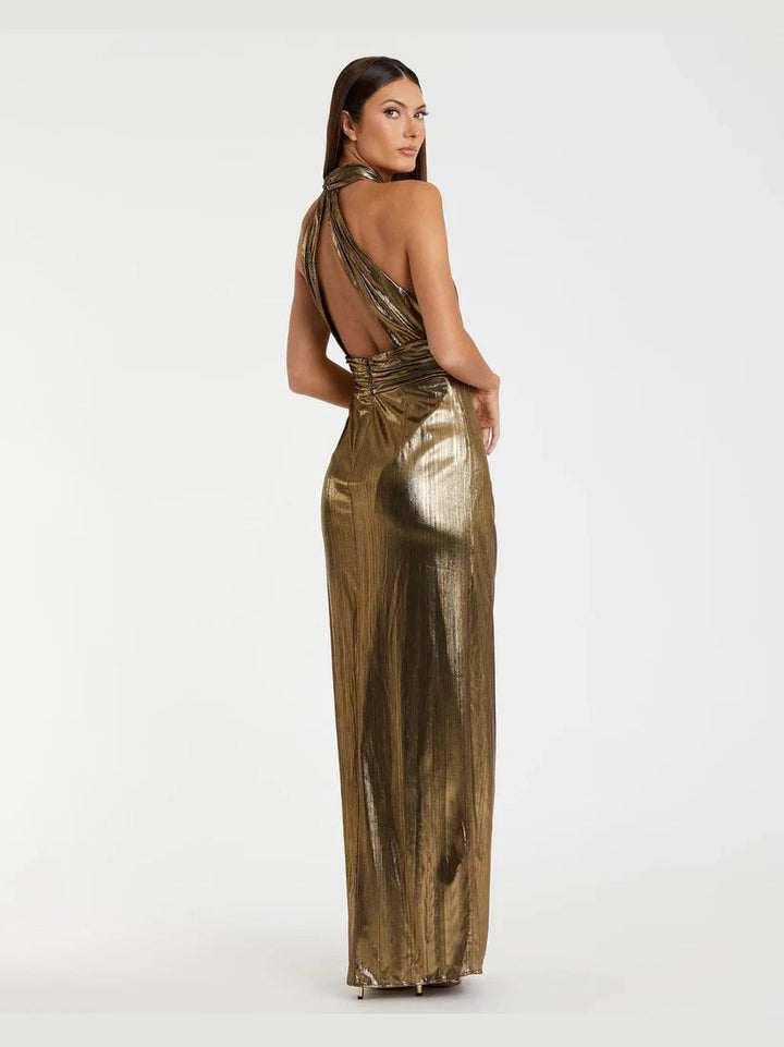 Criss Cross Halter Neck Gown