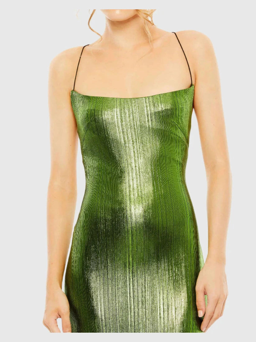 Metallic Corset Back Column Gown