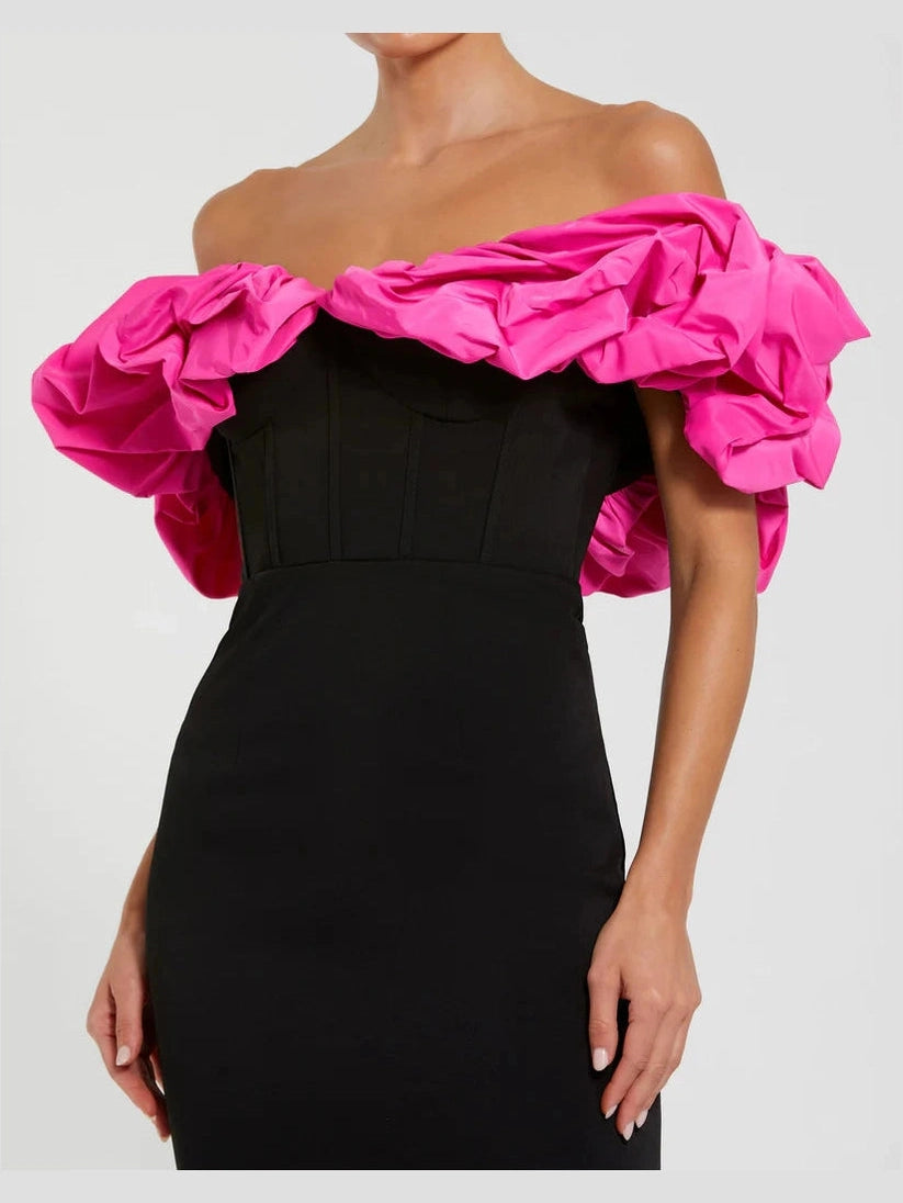 Crepe & Faille Off The Shoulder Gown