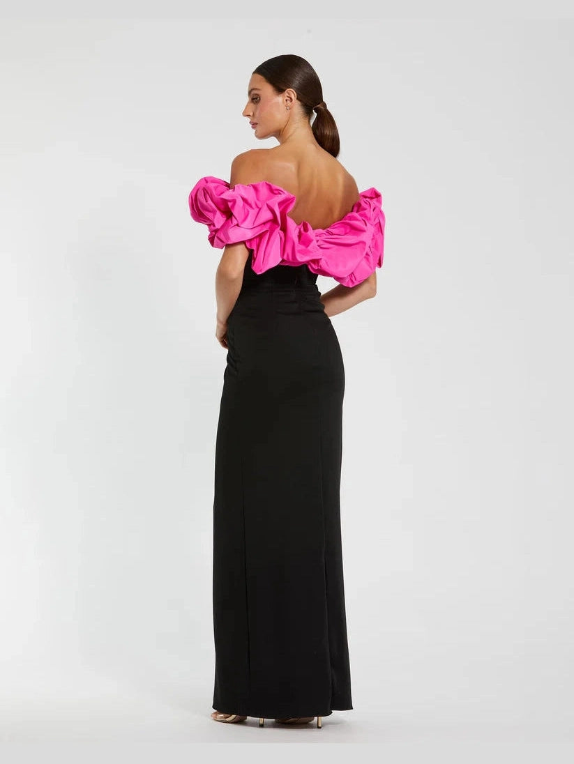Crepe & Faille Off The Shoulder Gown