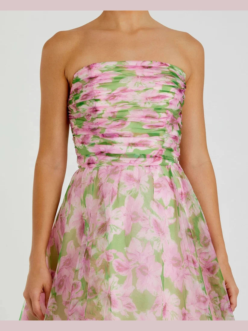 Strapless Chiffon Gown With Ruffle Detail