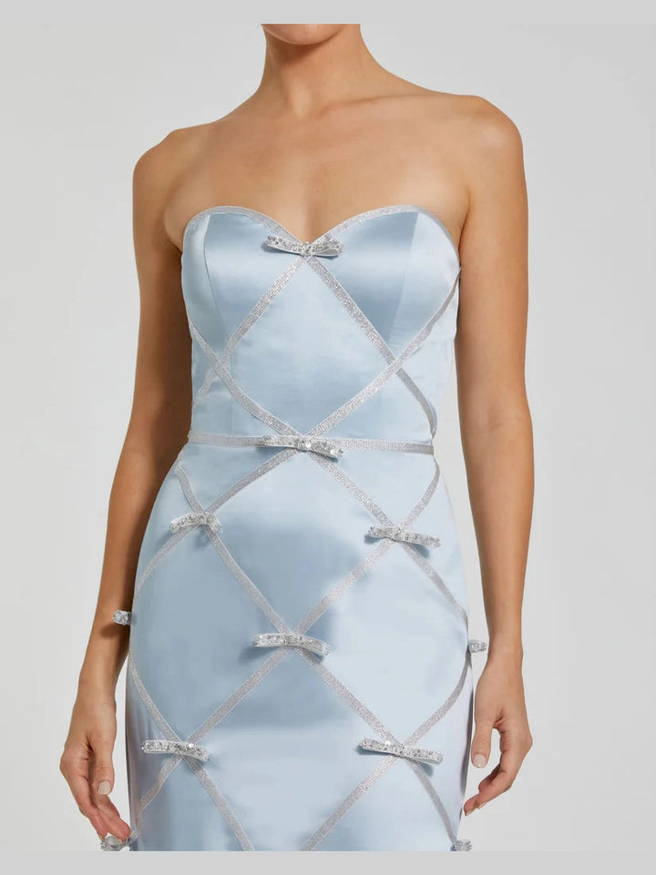 Strapless Satin Mermaid Gown With Bow Details