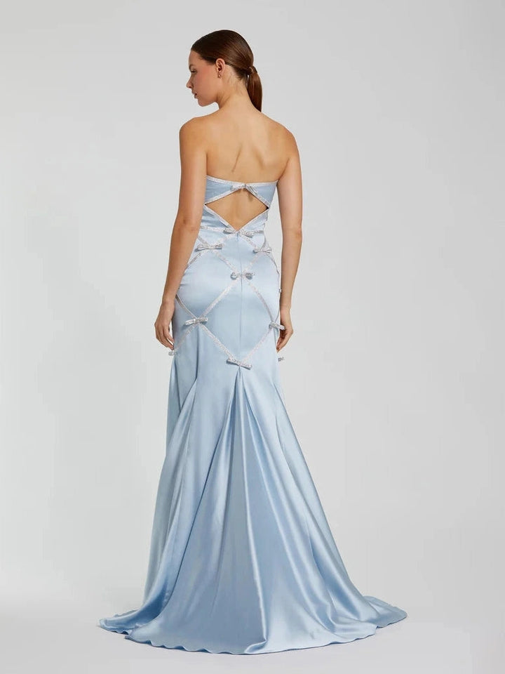 Strapless Satin Mermaid Gown With Bow Details