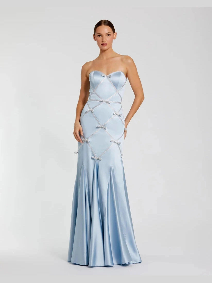 Strapless Satin Mermaid Gown With Bow Details