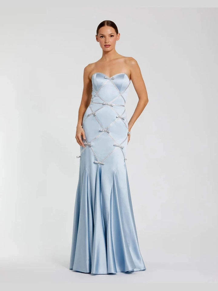 Strapless Satin Mermaid Gown With Bow Details