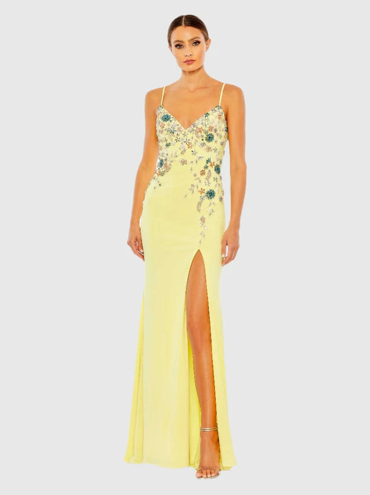 Multi Color Beaded Floral Cami Gown