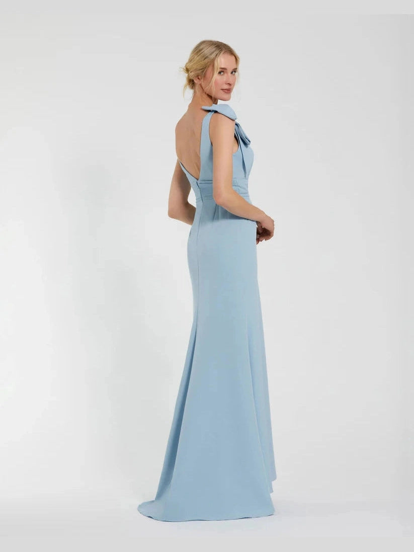 Sleeveless V Neck Bow Detail Mermaid Gown