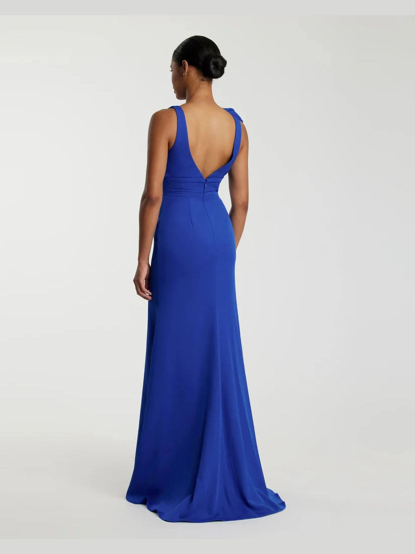 Sleeveless V Neck Bow Detail Mermaid Gown