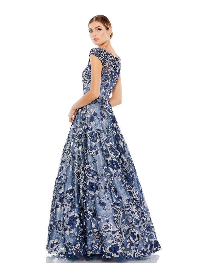 Embellished Cap Sleeve High Neck Ballgown