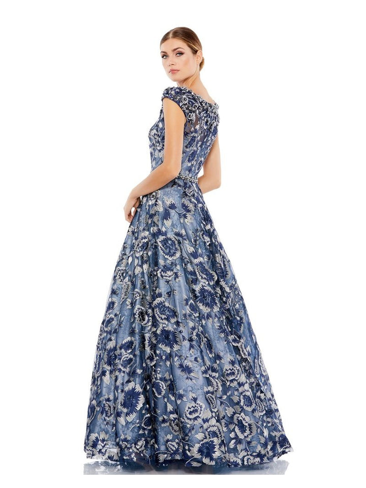 Embellished Cap Sleeve High Neck Ballgown