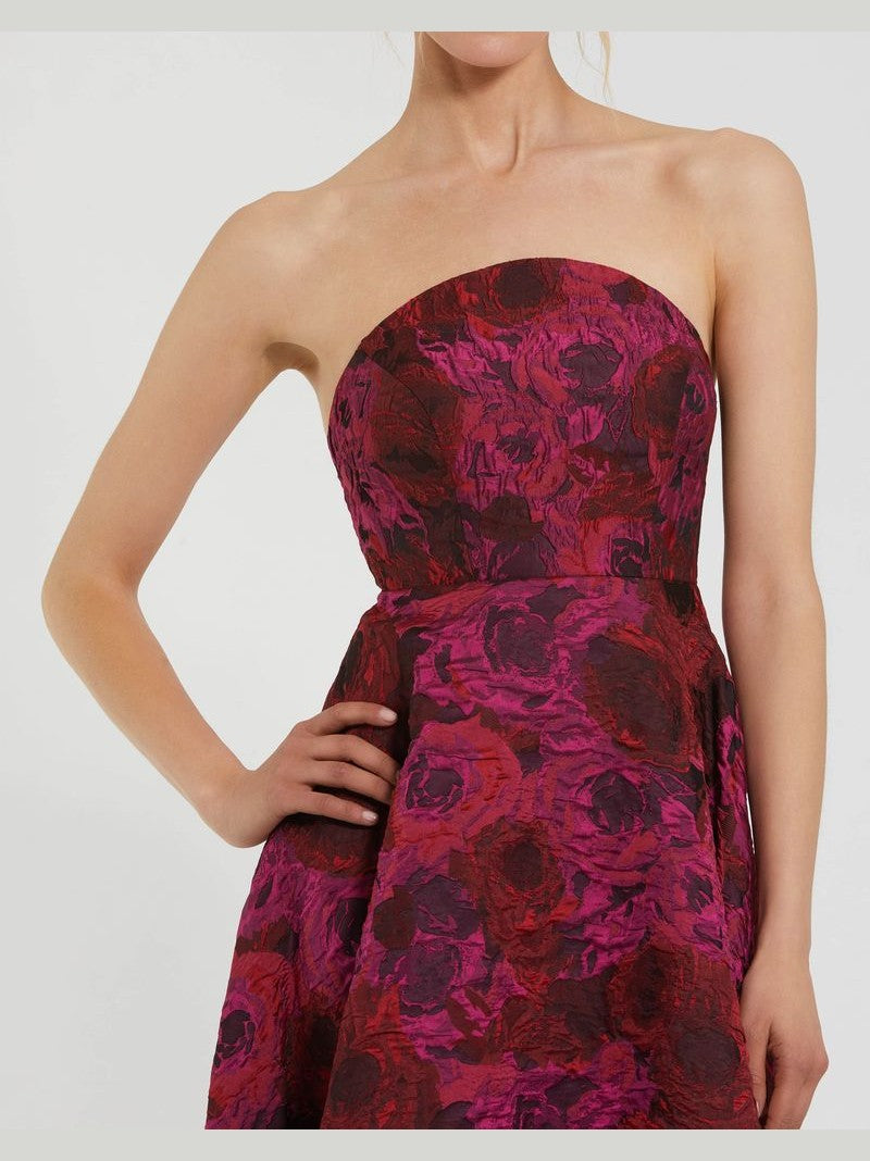 Brocade High Low A Line Gown