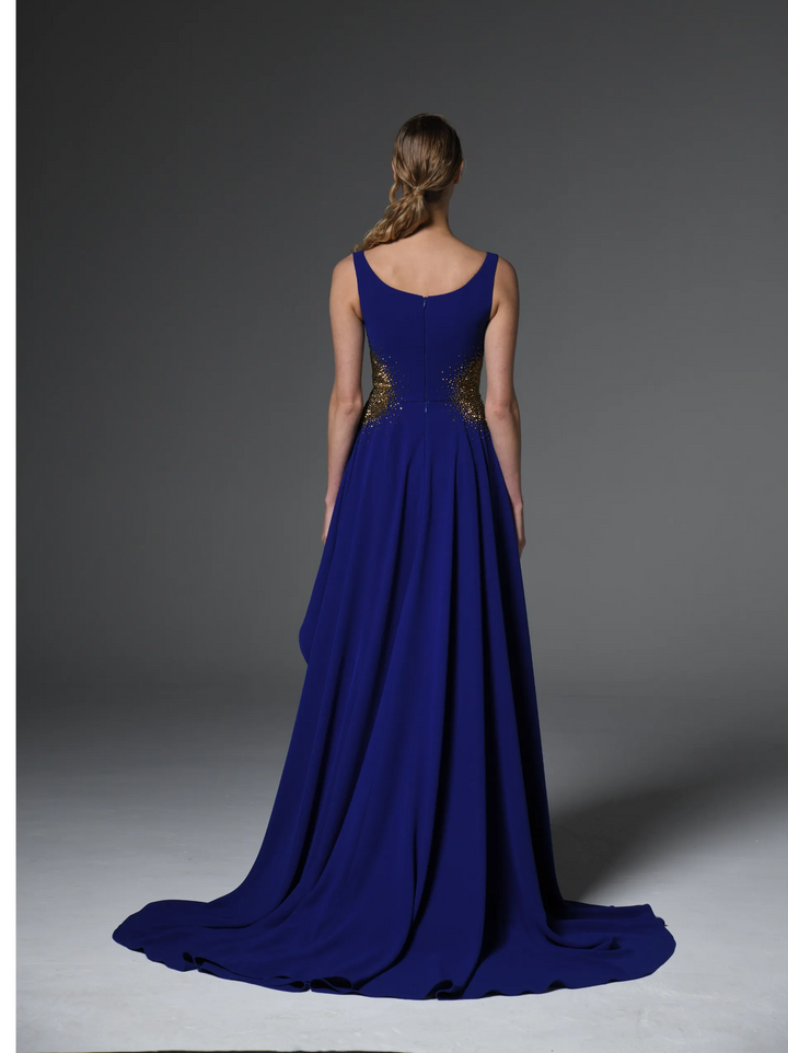 Crêpe Gown with Embroidered Waist