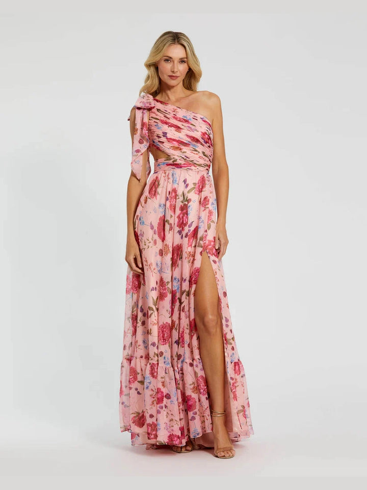 Side Cut Out One Shoulder Gown