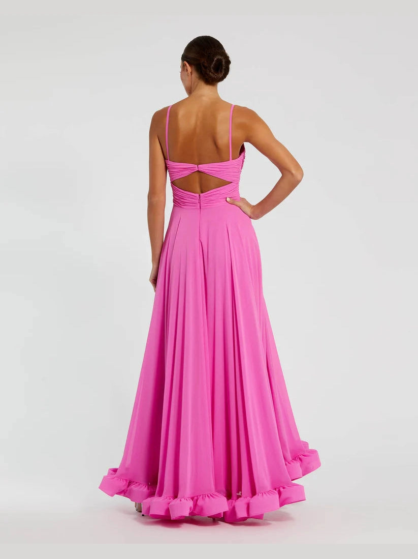 Spaghetti Strap Chiffon Sweetheart High Low Gown