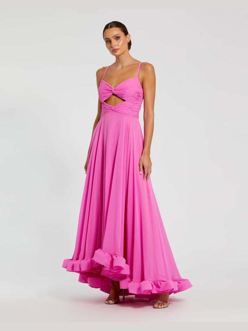 Spaghetti Strap Chiffon Sweetheart High Low Gown