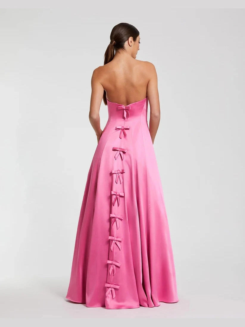 Strapless Satin Ballgown With Bow Details